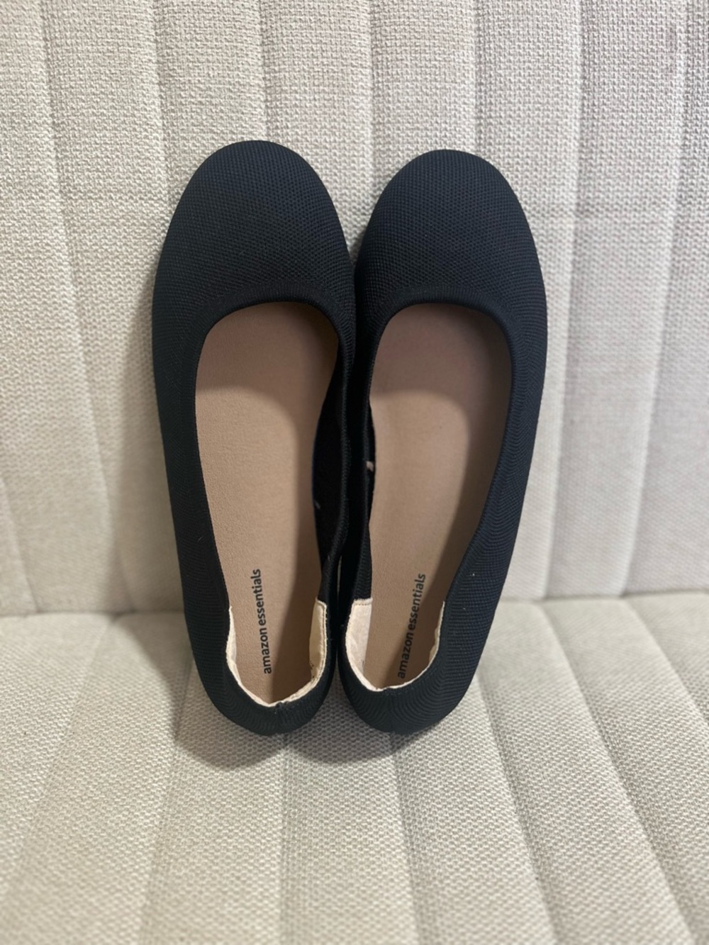 Amazon Essentials: Black Knit Slip-On Ballet Flats